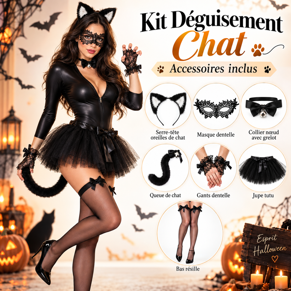 Kit Déguisement Catgirl – 7 Accessoires