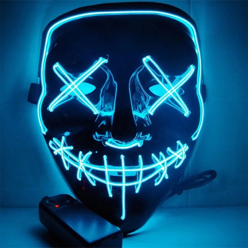 Masque Lumineux LED – Effet Néon Halloween & Soirées