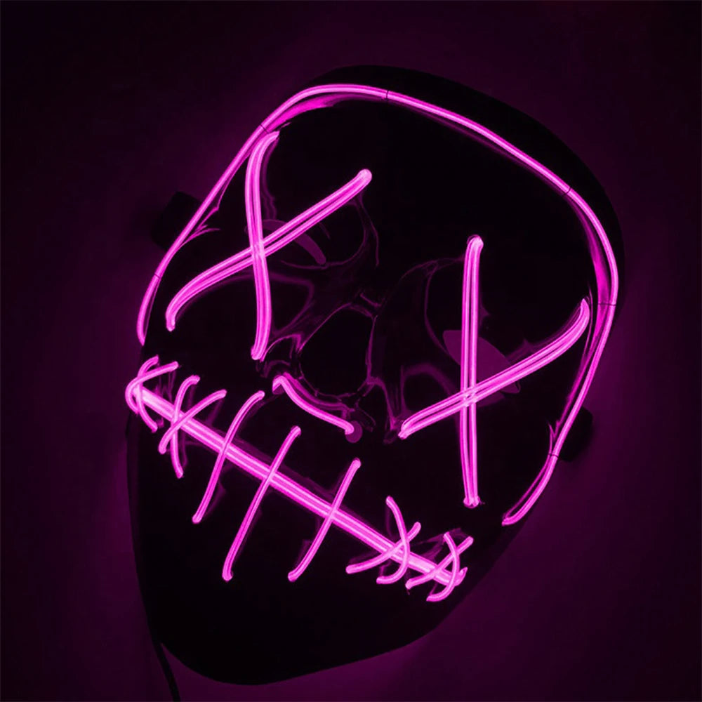 Masque Lumineux LED – Effet Néon Halloween & Soirées