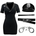 Adult Women Sexy Cop Officer TV Movie Costumes Polyester Short Sleeve Dress Outfit for Halloween Cosplay Party