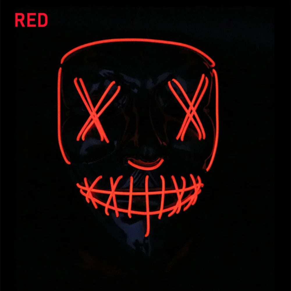 Masque Lumineux LED – Effet Néon Halloween & Soirées