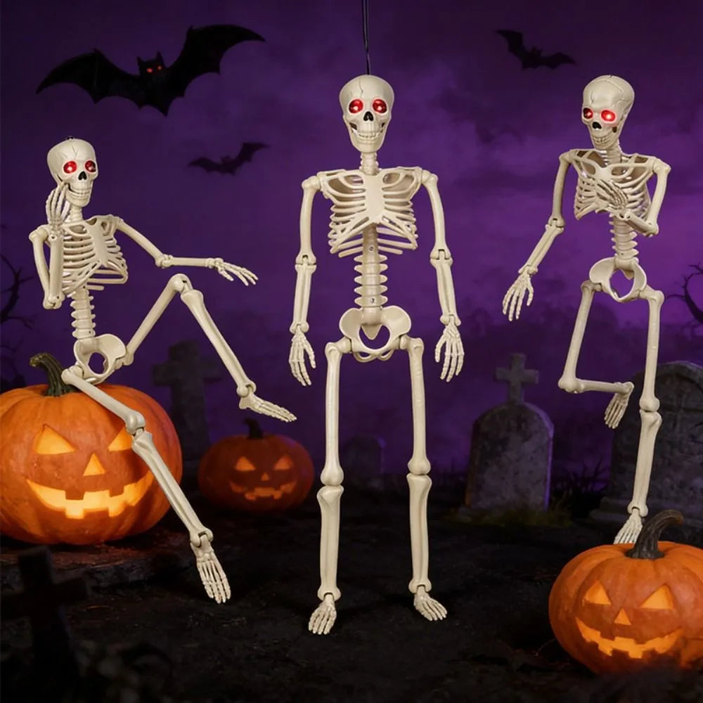 Squelette Lumineux Halloween 90 cm – Yeux LED & Articulations Réglables