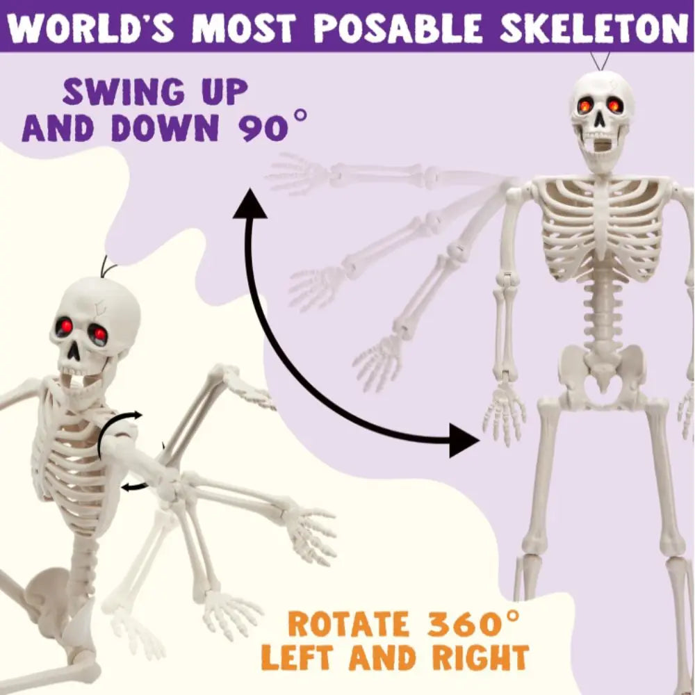 Squelette Lumineux Halloween 90 cm – Yeux LED & Articulations Réglables