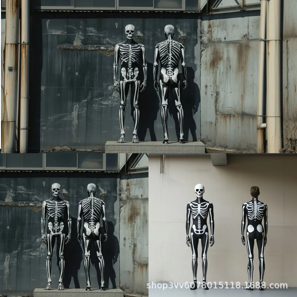 Costume Squelette Cyberpunk – Combinaison 3D avec Masque