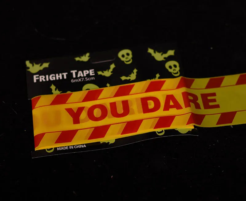 Halloween Danger Tape Yellow Red Barricade Line with Bold Caution Lettering for Horror Party Haunted House Scary Scene Decor