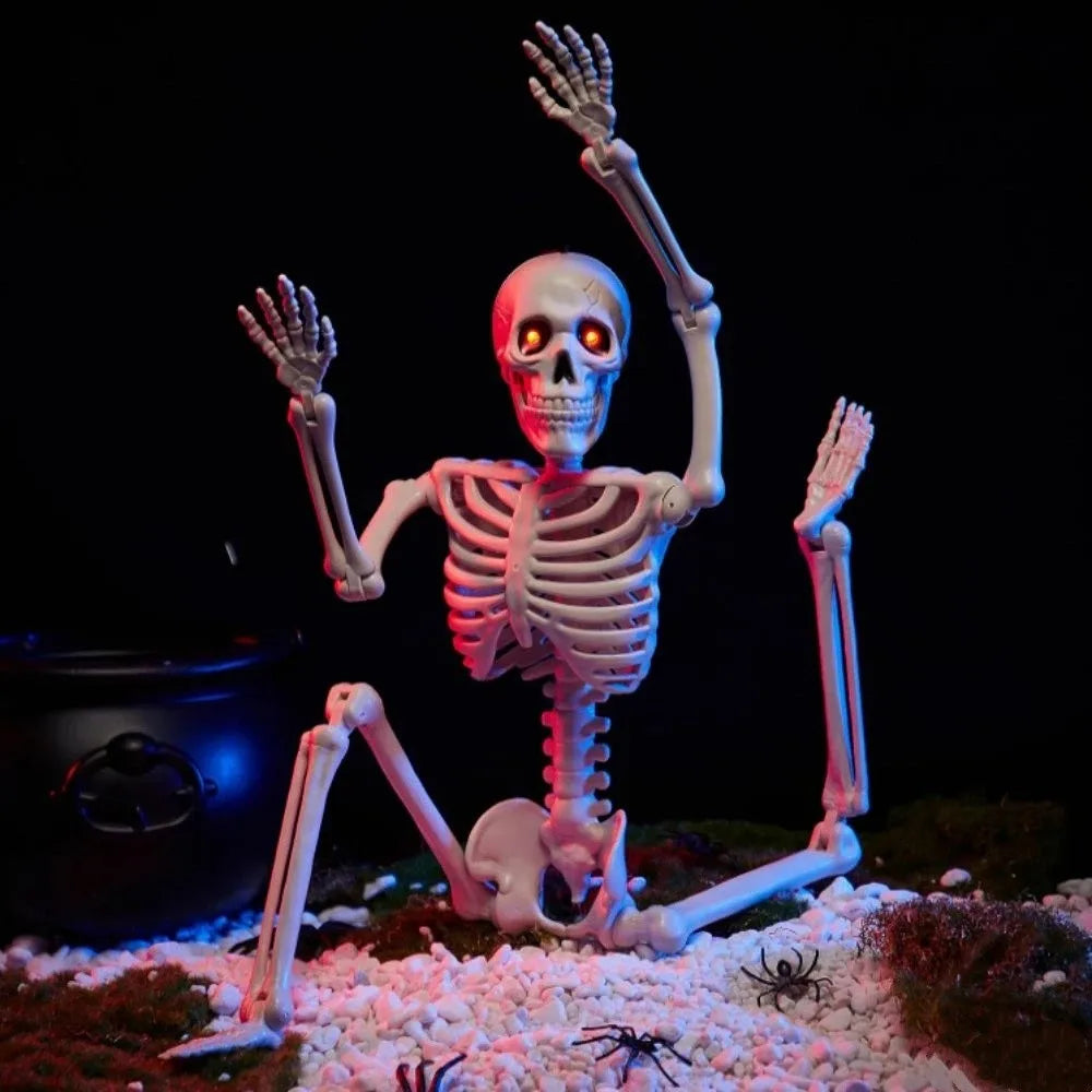 Squelette Lumineux Halloween 90 cm – Yeux LED & Articulations Réglables