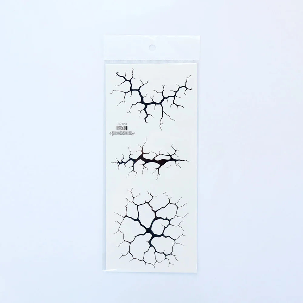 2 Sheets Large Black Lightning Line Temporary Tattoo Stickers Stylized Body Decals for Men Women Halloween Costume Party Decor