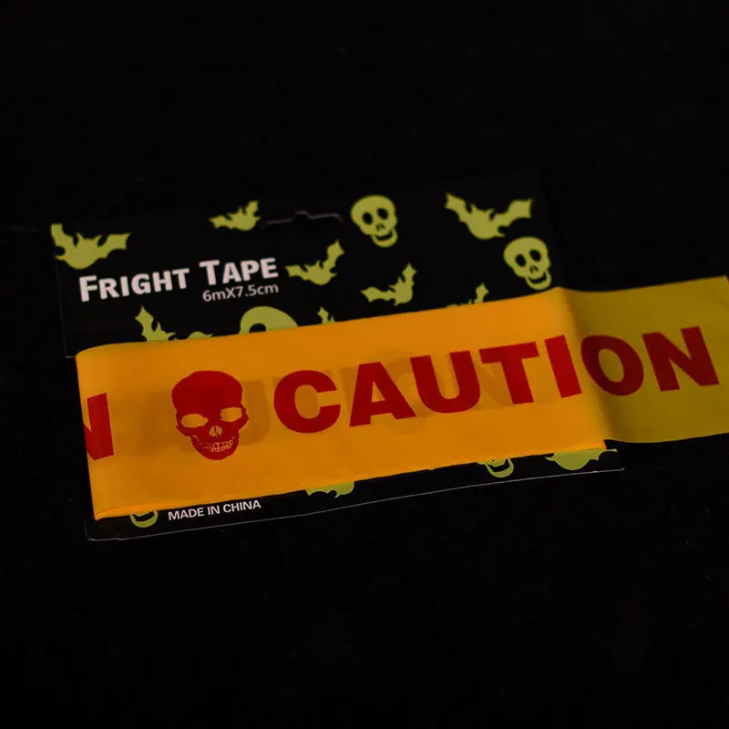 Halloween Danger Tape Yellow Red Barricade Line with Bold Caution Lettering for Horror Party Haunted House Scary Scene Decor