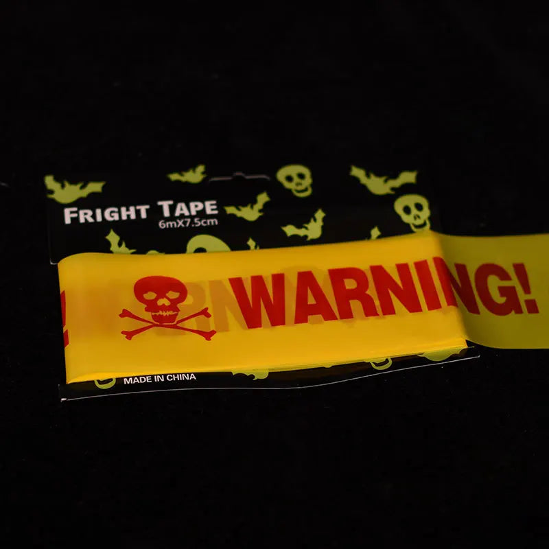 Halloween Danger Tape Yellow Red Barricade Line with Bold Caution Lettering for Horror Party Haunted House Scary Scene Decor
