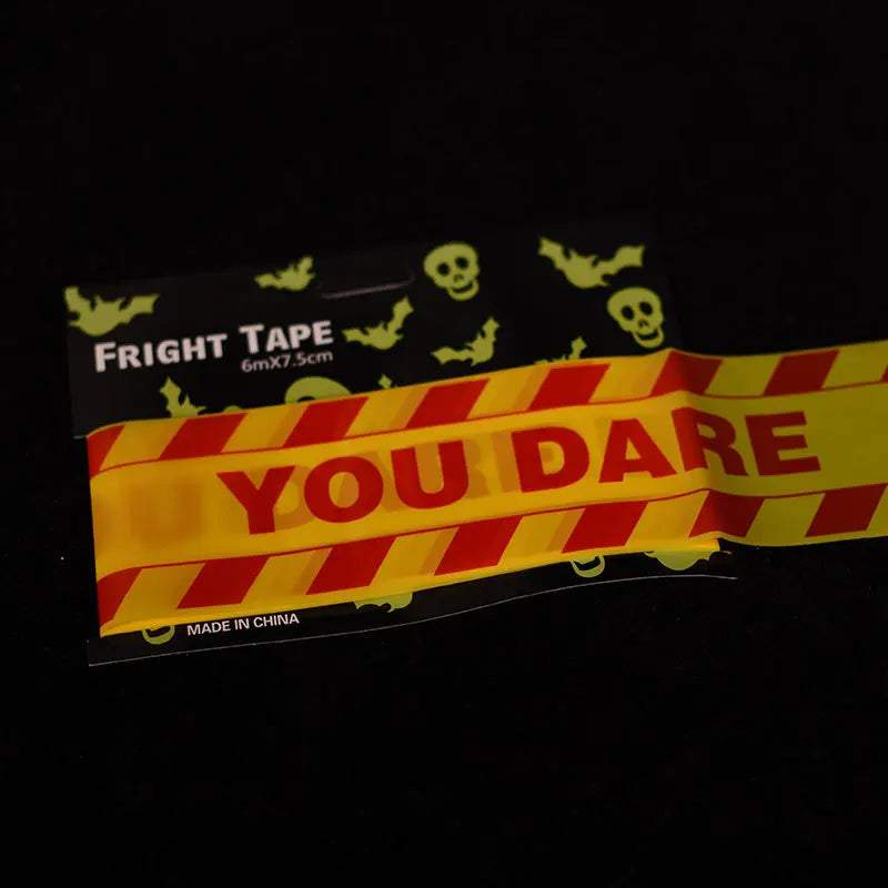 Halloween Danger Tape Yellow Red Barricade Line with Bold Caution Lettering for Horror Party Haunted House Scary Scene Decor