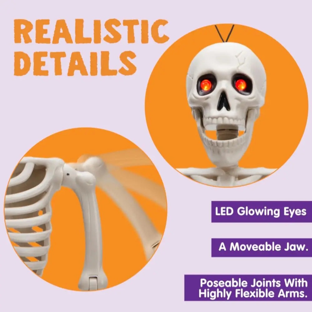 Squelette Lumineux Halloween 90 cm – Yeux LED & Articulations Réglables