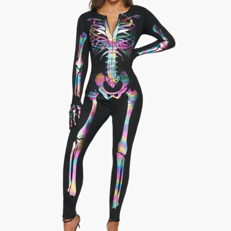 Costume Squelette Femme 3D – Blanc, Doré ou Argenté