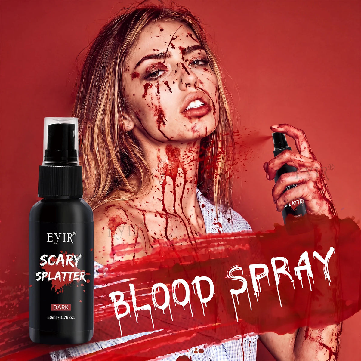 Halloween SFX Makeup Kit - Skin Wax Blood Plasma, Special Effects Scar Wax, Liquid Latex, Washable Fake Blood, Fake Blood Spray