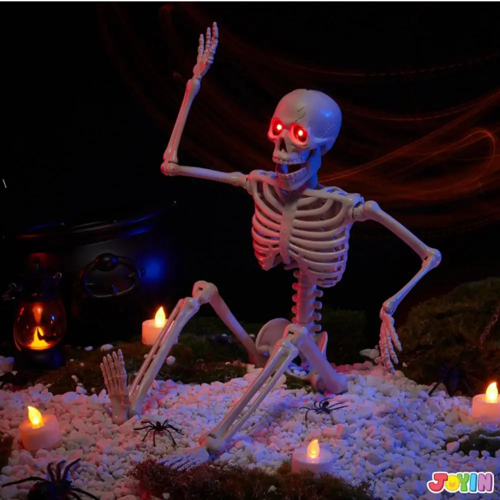 Squelette Lumineux Halloween 90 cm – Yeux LED & Articulations Réglables