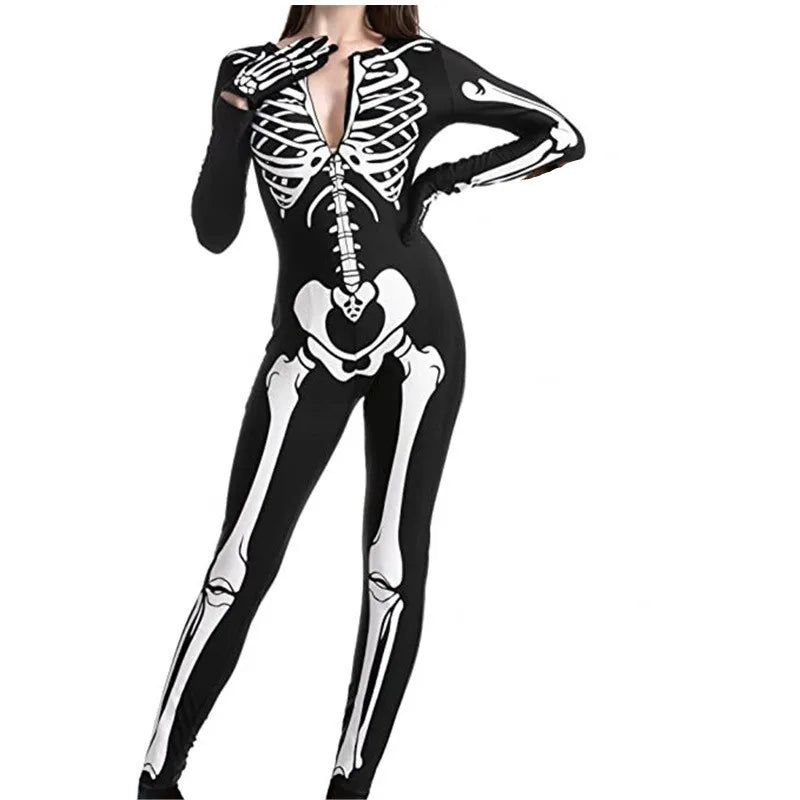 Costume Squelette Femme 3D – Blanc, Doré ou Argenté