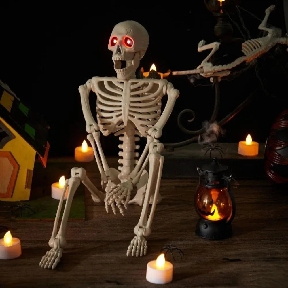 Squelette Lumineux Halloween 90 cm – Yeux LED & Articulations Réglables