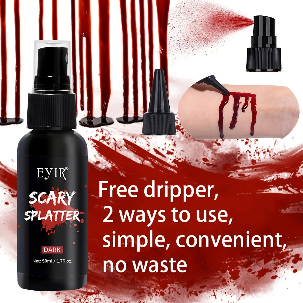 Halloween SFX Makeup Kit - Skin Wax Blood Plasma, Special Effects Scar Wax, Liquid Latex, Washable Fake Blood, Fake Blood Spray