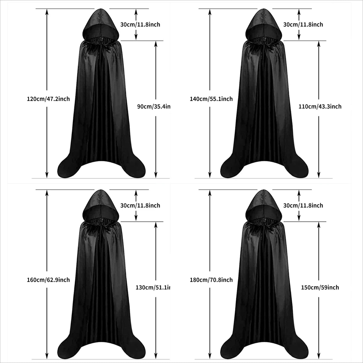 Cape à Capuche Halloween – Costume Sorcier, Vampire & Médiéval