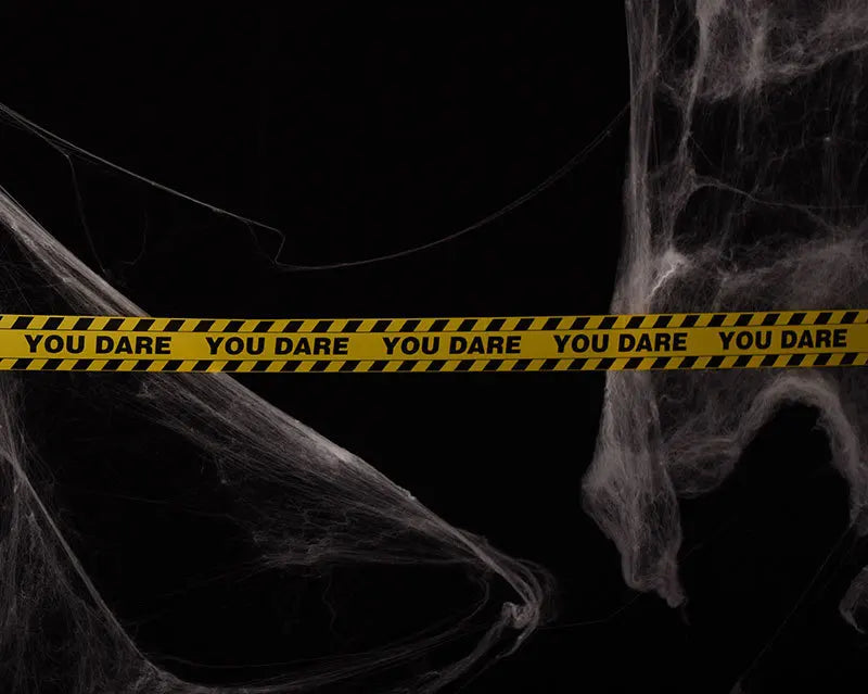 Halloween Danger Tape Yellow Red Barricade Line with Bold Caution Lettering for Horror Party Haunted House Scary Scene Decor