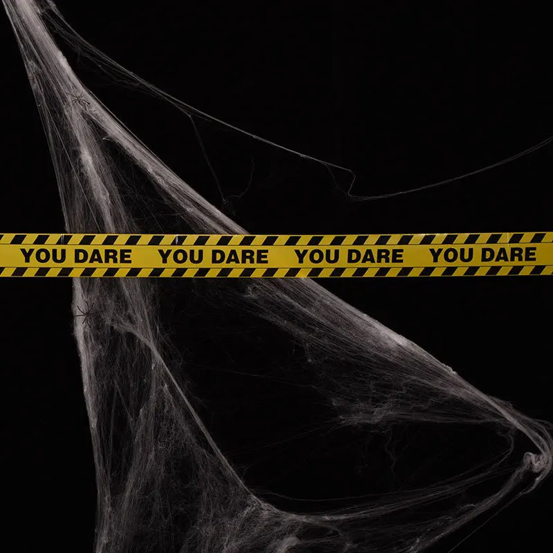 Halloween Danger Tape Yellow Red Barricade Line with Bold Caution Lettering for Horror Party Haunted House Scary Scene Decor